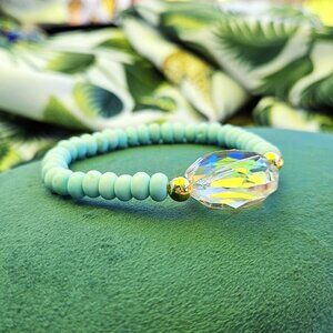 SALE!! Crystal, Turquoise Magnesite and Gold Filled Bead Bracelet